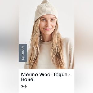 Duer Merino Wool Off White Toque- New never worn
